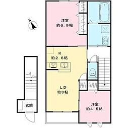 トレネオコーポ 2LDKの間取図画像