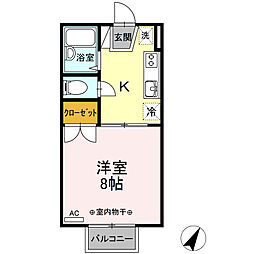 エクレール 1Kの間取図画像