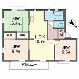 ガーデンタウン・清水B棟 3LDKの間取図画像