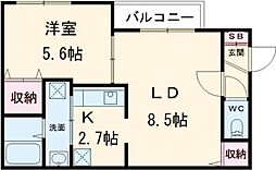スターティングポイント 1LDKの間取図画像