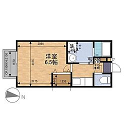 セジュールサンライズB 1Kの間取図画像