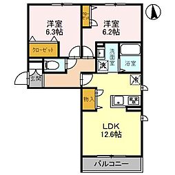 シャーメゾン茜 2LDKの間取図画像