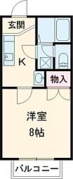 コーポウエスト1 1Kの間取図画像
