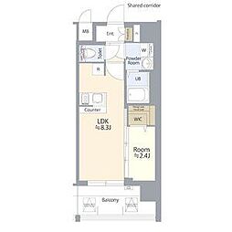 名古屋市北区若葉通1丁目マンション 1LDKの間取図画像