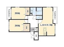 レイクサイドプリンス 2LDKの間取図画像