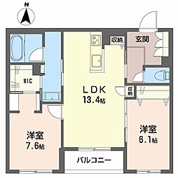 シャーメゾンリアンII 2LDKの間取図画像