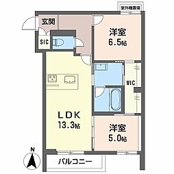シャーメゾンリアンII 2LDKの間取図画像