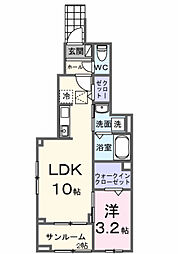 サンパティーク4 1LDKの間取図画像