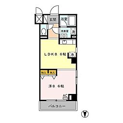 シャンティオン 1LDKの間取図画像