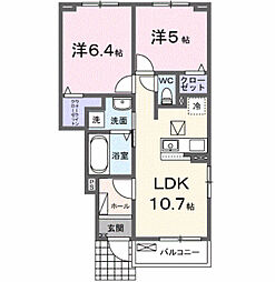 ヴィレッジ・ジュークD 2LDKの間取図画像