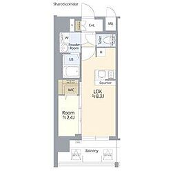 名古屋市北区若葉通1丁目マンション 1LDKの間取図画像