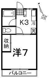 シティハイムオリオン 1Kの間取図画像