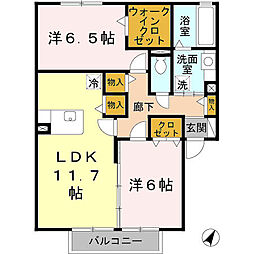 プランドールセレナA棟 2LDKの間取図画像