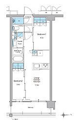 新宿区高田馬場3丁目マンション 2LDKの間取図画像