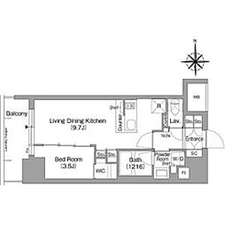 大阪市中央区淡路町1丁目マンション 1LDKの間取図画像