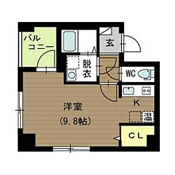 ブラスト万代 1Kの間取図画像