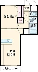 ホポロ大形本町 1LDKの間取図画像