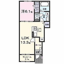 カウンシルヴェールII 1LDKの間取図画像