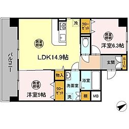 エミネンス大町 2LDKの間取図画像