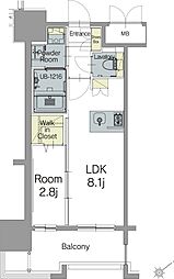 エンクレスト天神TERRACE 1LDKの間取図画像