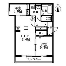 Noble raffiner 元町/ノーブルラフィネ元町(浦和区元町1丁目PJ) 2LDKの間取図画像