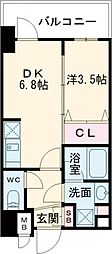 マンションはりげん鳳 1DKの間取図画像