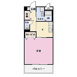 ビュー・クレスト 1Kの間取図画像