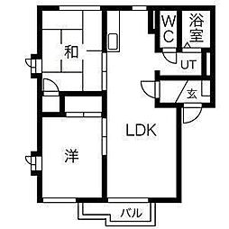 ビレッジディナA 2LDKの間取図画像