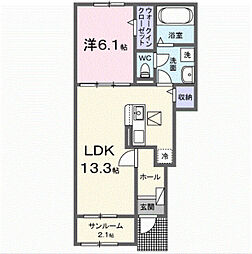 カルムメゾン 1LDKの間取図画像