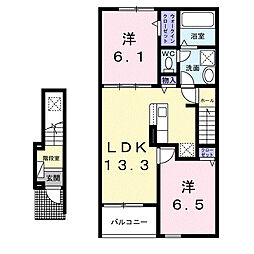 カルムメゾン 2LDKの間取図画像