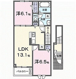 カーサ・フィオーレV 2LDKの間取図画像