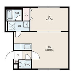 CREA北22条 1階1LDKの間取り