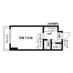 サンセール加藤1 1Kの間取図画像