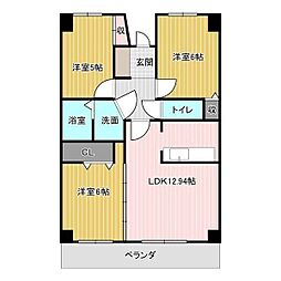 スカイライフ新宿 3LDKの間取図画像