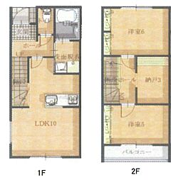 桐生市相生町3丁目アパート 2SLDKの間取図画像