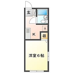 グランメール鈴鹿 ワンルームの間取図画像