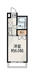 フラワーハイツC 1Kの間取図画像