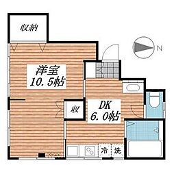 手塚ビル 1DKの間取図画像