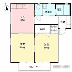 センテナリオ葛原A 2DKの間取図画像