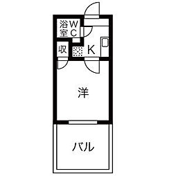 レジデンスカープ大宮 1Kの間取図画像