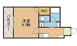 WELLSQUARETAKATSUKI 1Kの間取図画像