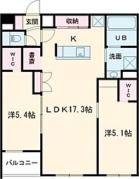 千歳市末広8丁目マンション 2LDKの間取図画像