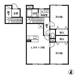 サンモール浜館 2LDKの間取図画像