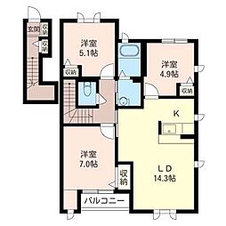 アプロディールA 3LDKの間取図画像