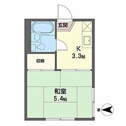 コーポロイヤル 1Kの間取図画像