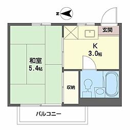 コーポロイヤル 1Kの間取図画像