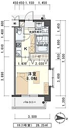 しゃとれ山手町 1Kの間取図画像