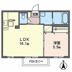 ウィルクレール3 1LDKの間取図画像