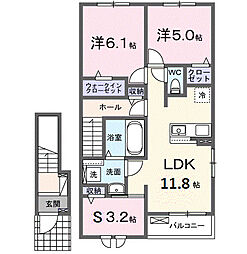 メゾングレーヌ東觜崎駅前A 2LDKの間取図画像