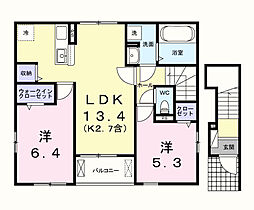 ローズベイ 2LDKの間取図画像